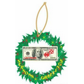 LV Dice $100 Bill Wreath Ornament w/ Clear Mirrored Back (12 Square Inch)